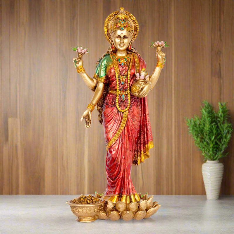 Divine Abundance: Handcrafted Resin Goddess Lakshmi Idol