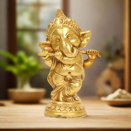 Joyful Wisdom: Handcrafted Brass Bal Ganesha Idol