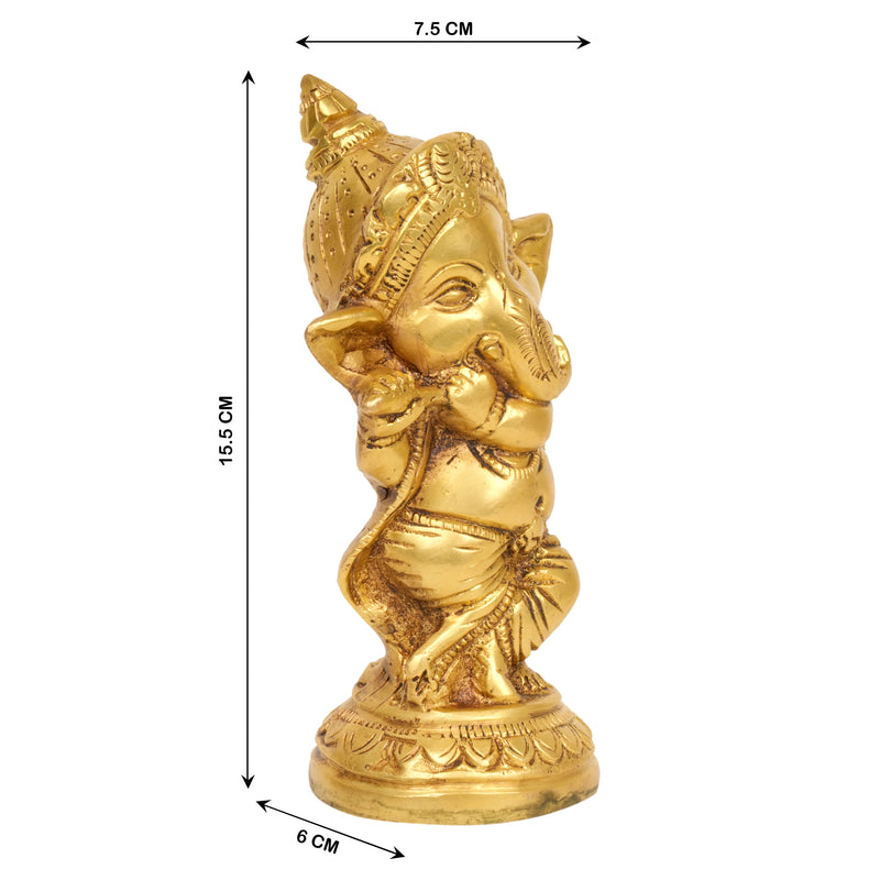 Joyful Wisdom: Handcrafted Brass Bal Ganesha Idol