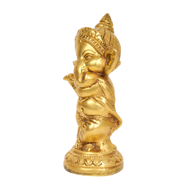 Joyful Wisdom: Handcrafted Brass Bal Ganesha Idol