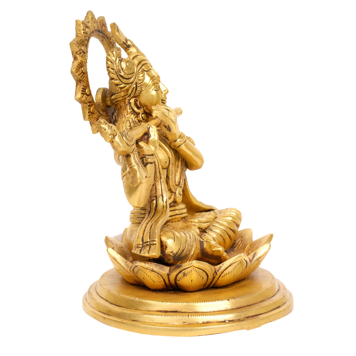 Divine Melody: Handcrafted Brass Lord Krishna with Flute