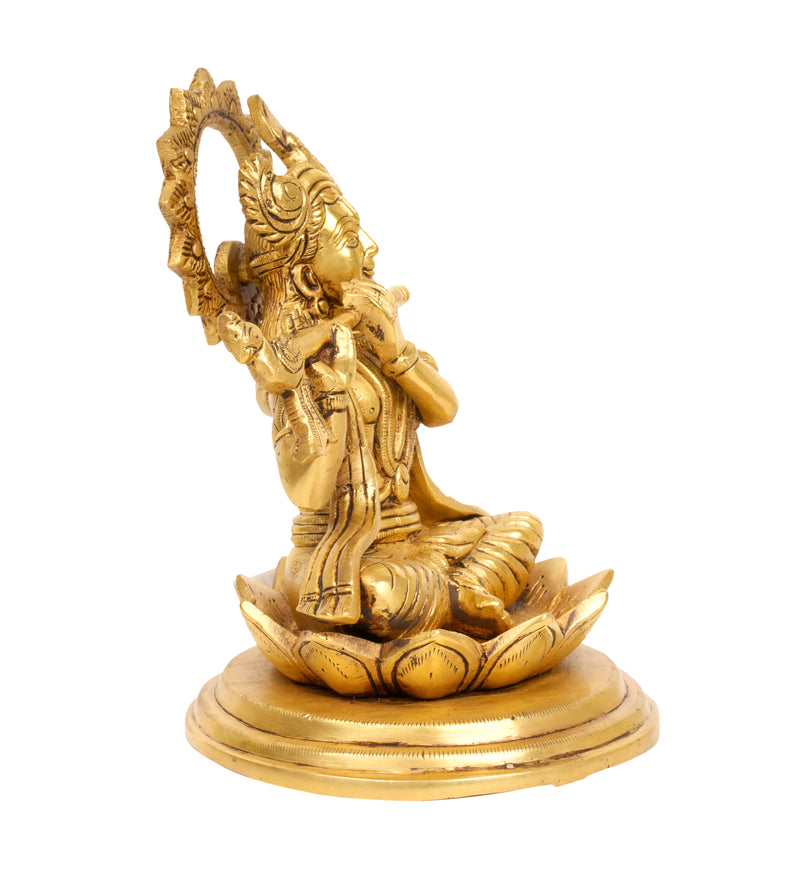 Divine Melody: Handcrafted Brass Lord Krishna with Flute
