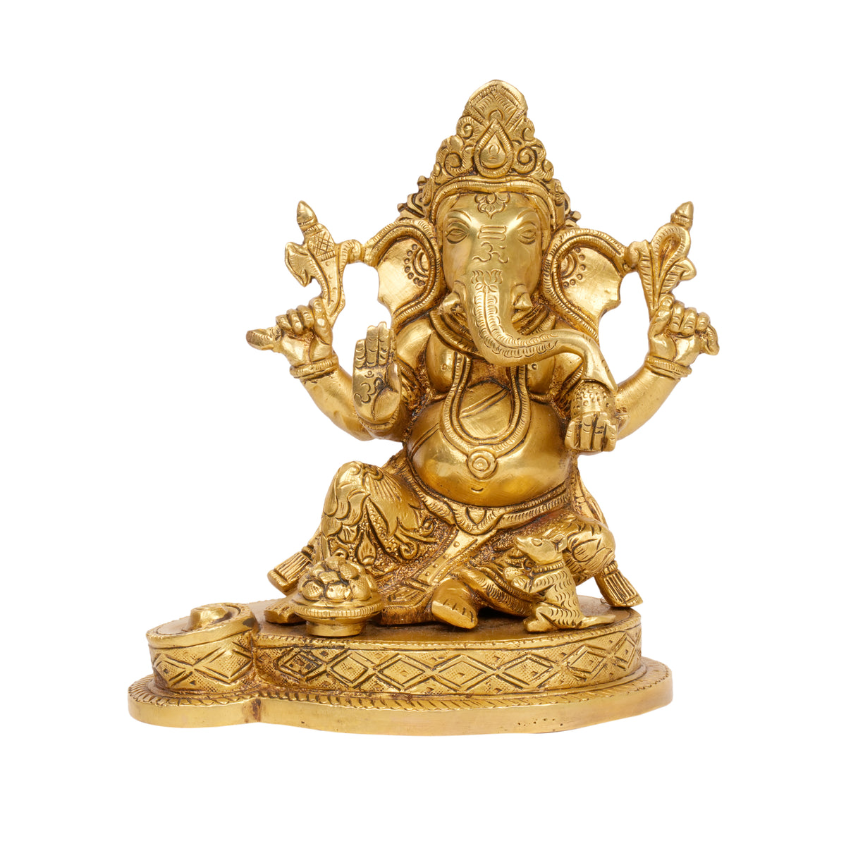 Benevolent Grace: Handcrafted Bronze Ganesha with Sweets