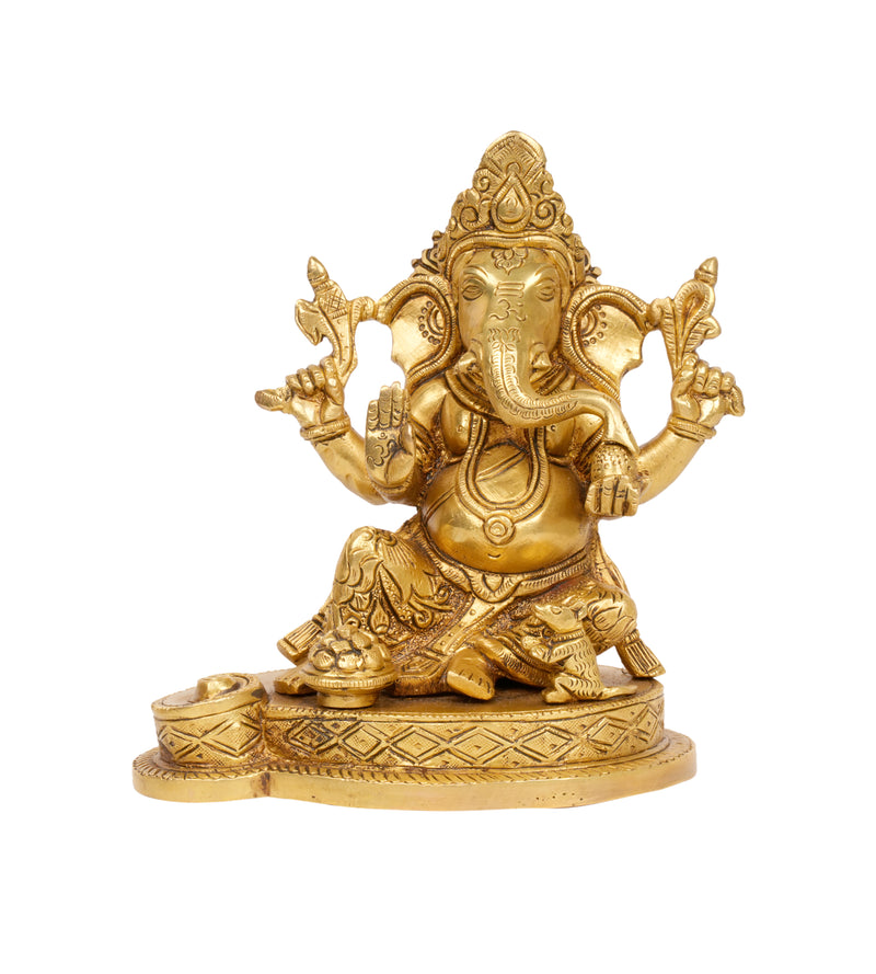 Benevolent Grace: Handcrafted Bronze Ganesha with Sweets