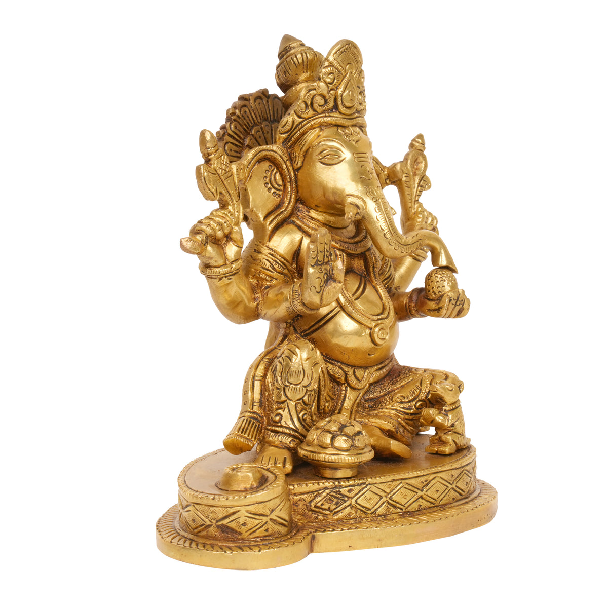 Benevolent Grace: Handcrafted Bronze Ganesha with Sweets