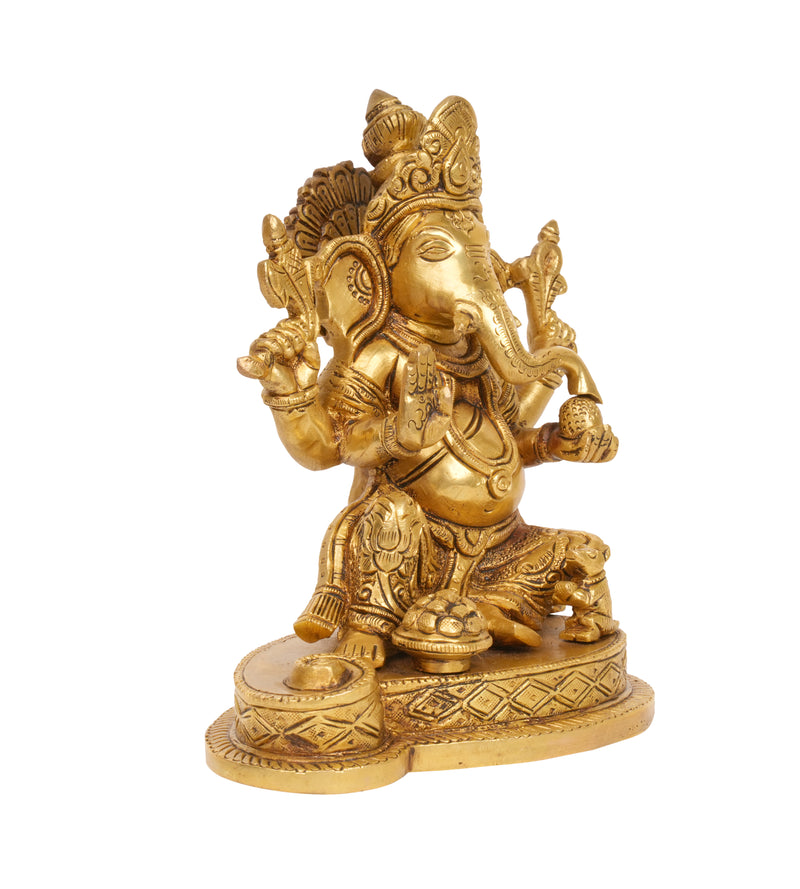 Benevolent Grace: Handcrafted Bronze Ganesha with Sweets