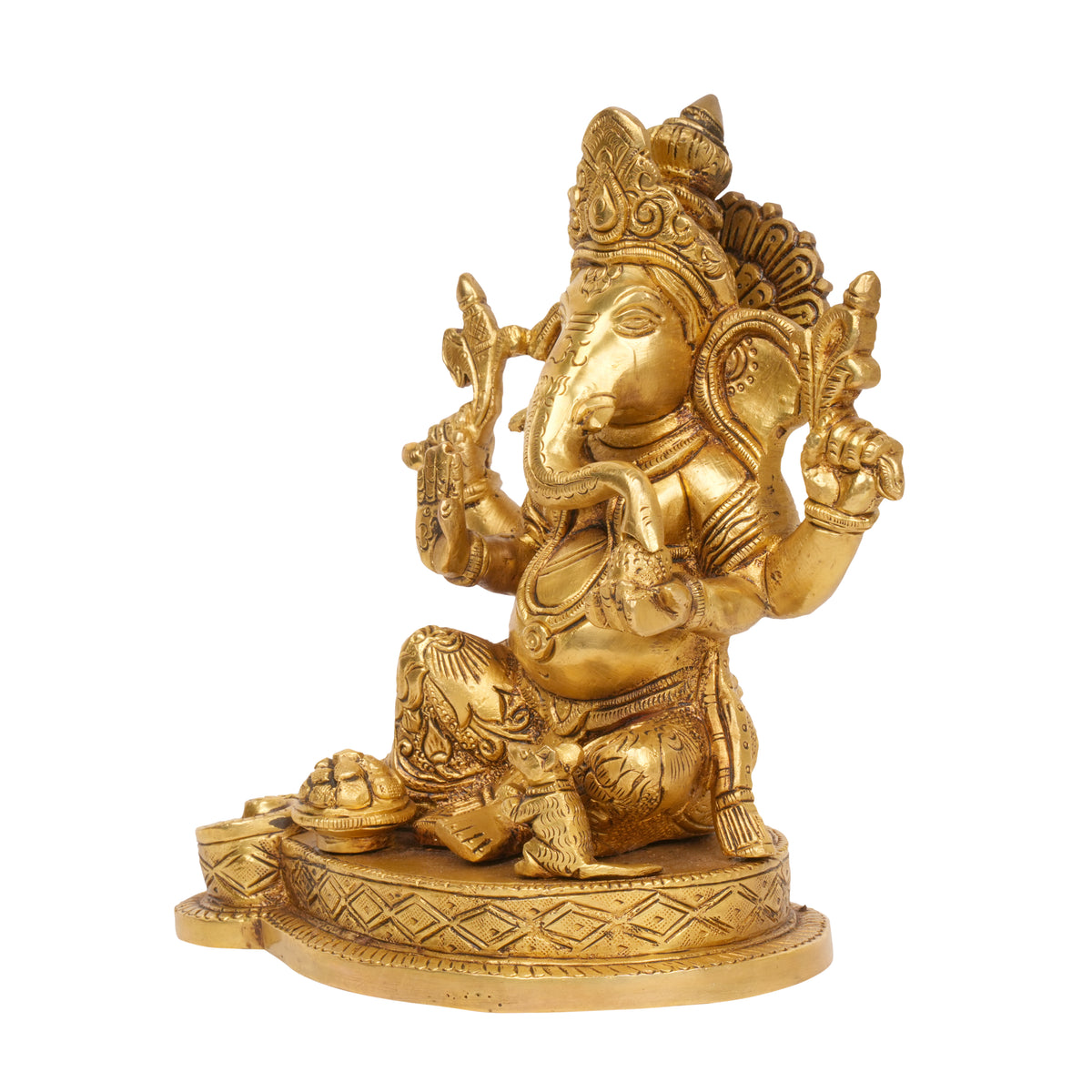 Benevolent Grace: Handcrafted Bronze Ganesha with Sweets