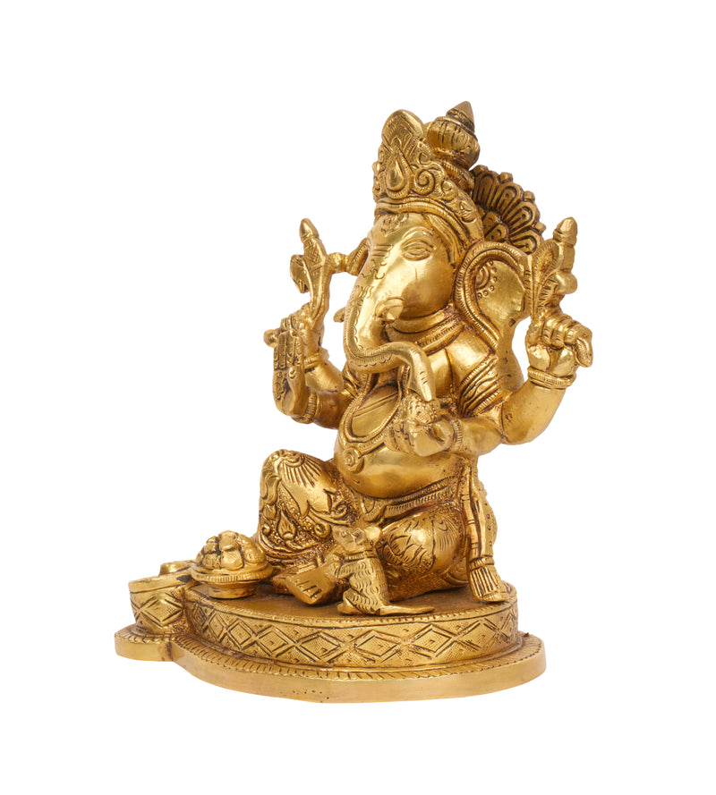 Benevolent Grace: Handcrafted Bronze Ganesha with Sweets