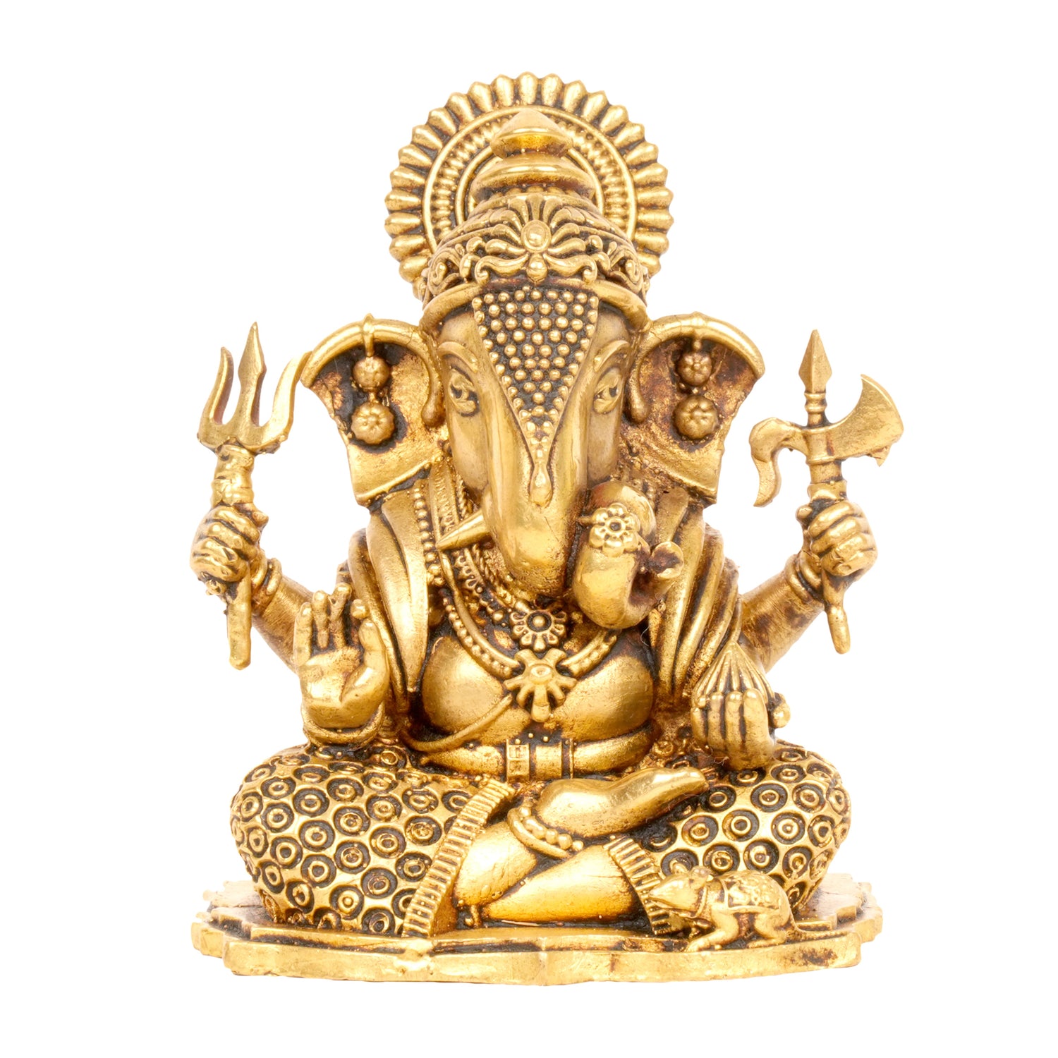 Divine Might: Handcrafted Brass Ganesha Idol with Trishul