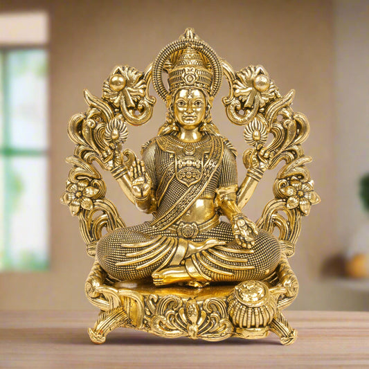 Goddess of Fortune: Handcrafted Brass Lakshmi Idol
