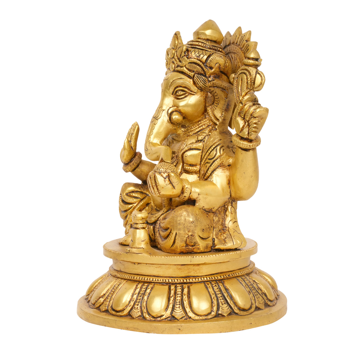 Path to Prosperity: Bronze Ganesha Idol on Lotus Base