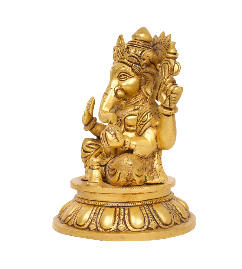 Path to Prosperity: Bronze Ganesha Idol on Lotus Base