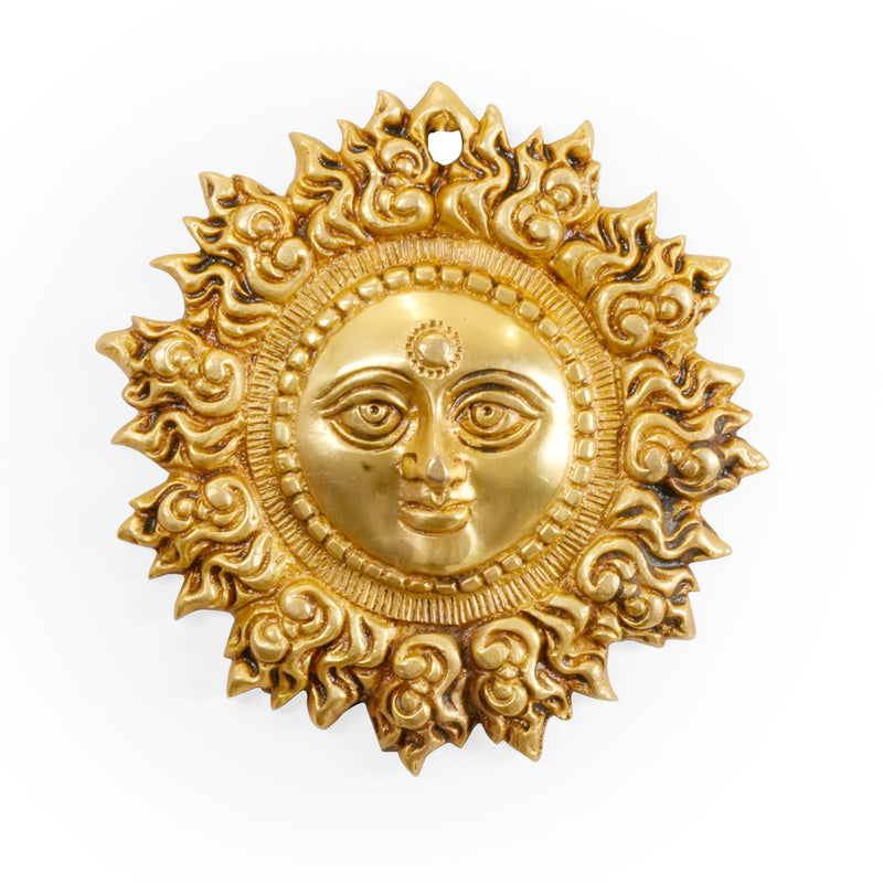 Traditional Indian Brass Sun Wall Art for Home & Garden