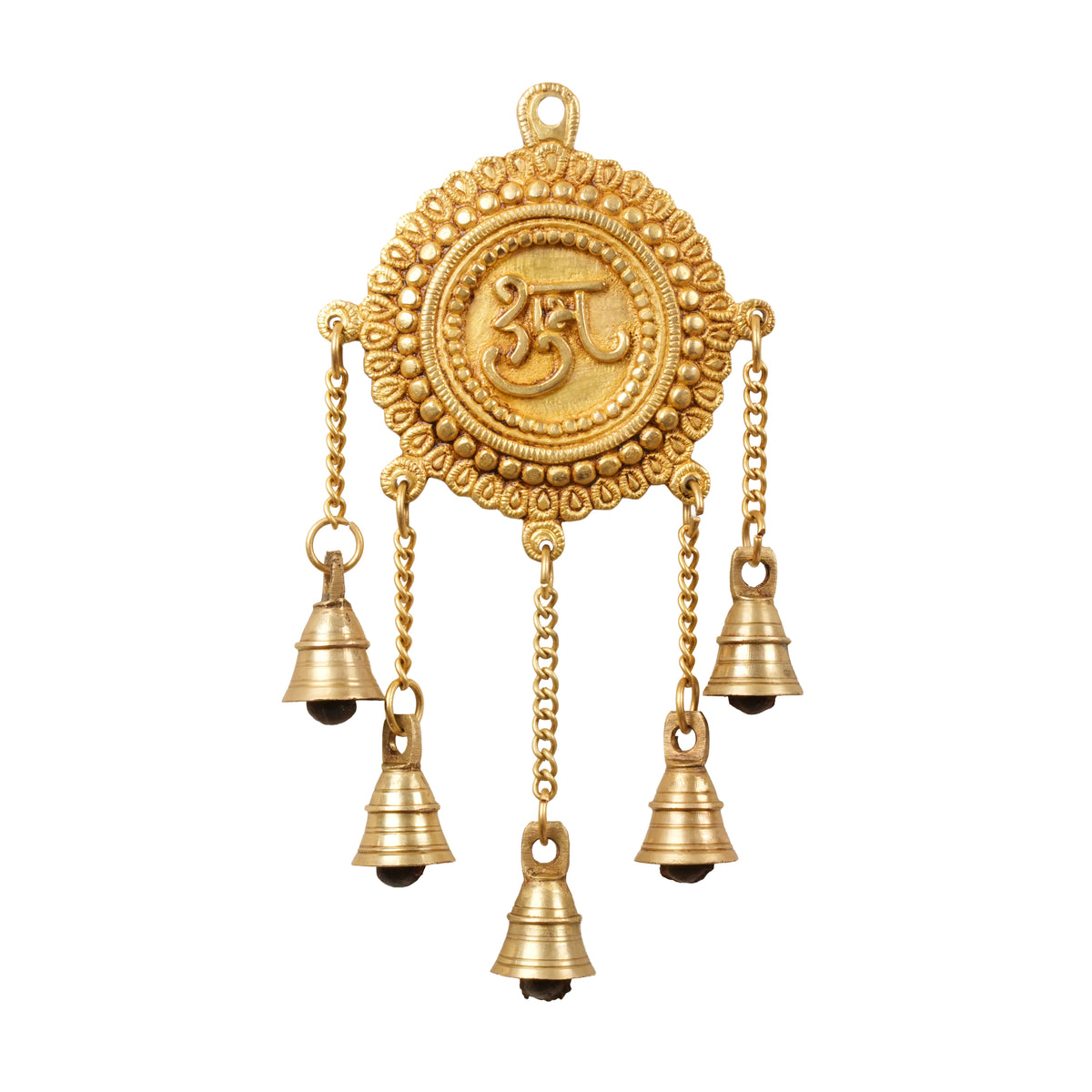 Handcrafted Brass Shubh Labh Wall Hanging Pair with Bells