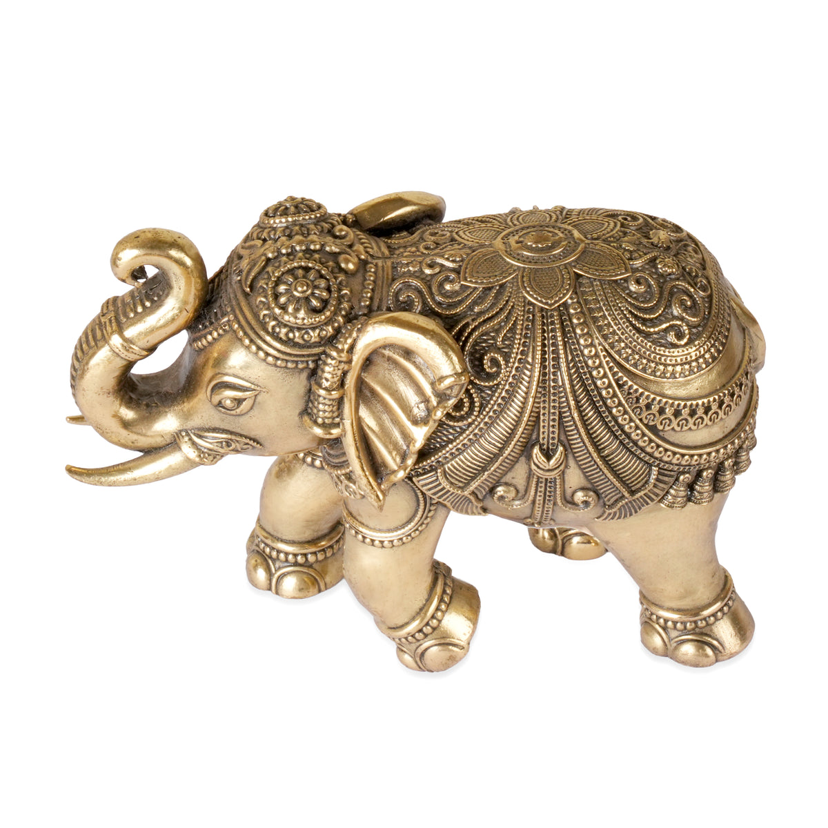 Handcrafted Brass Elephant Statue | Lucky Raised Trunk Decor