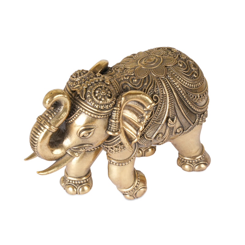 Handcrafted Brass Elephant Statue | Lucky Raised Trunk Decor