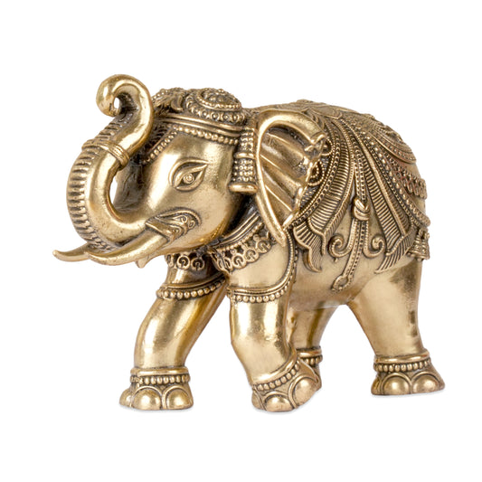 Handcrafted Brass Elephant Statue | Lucky Raised Trunk Decor