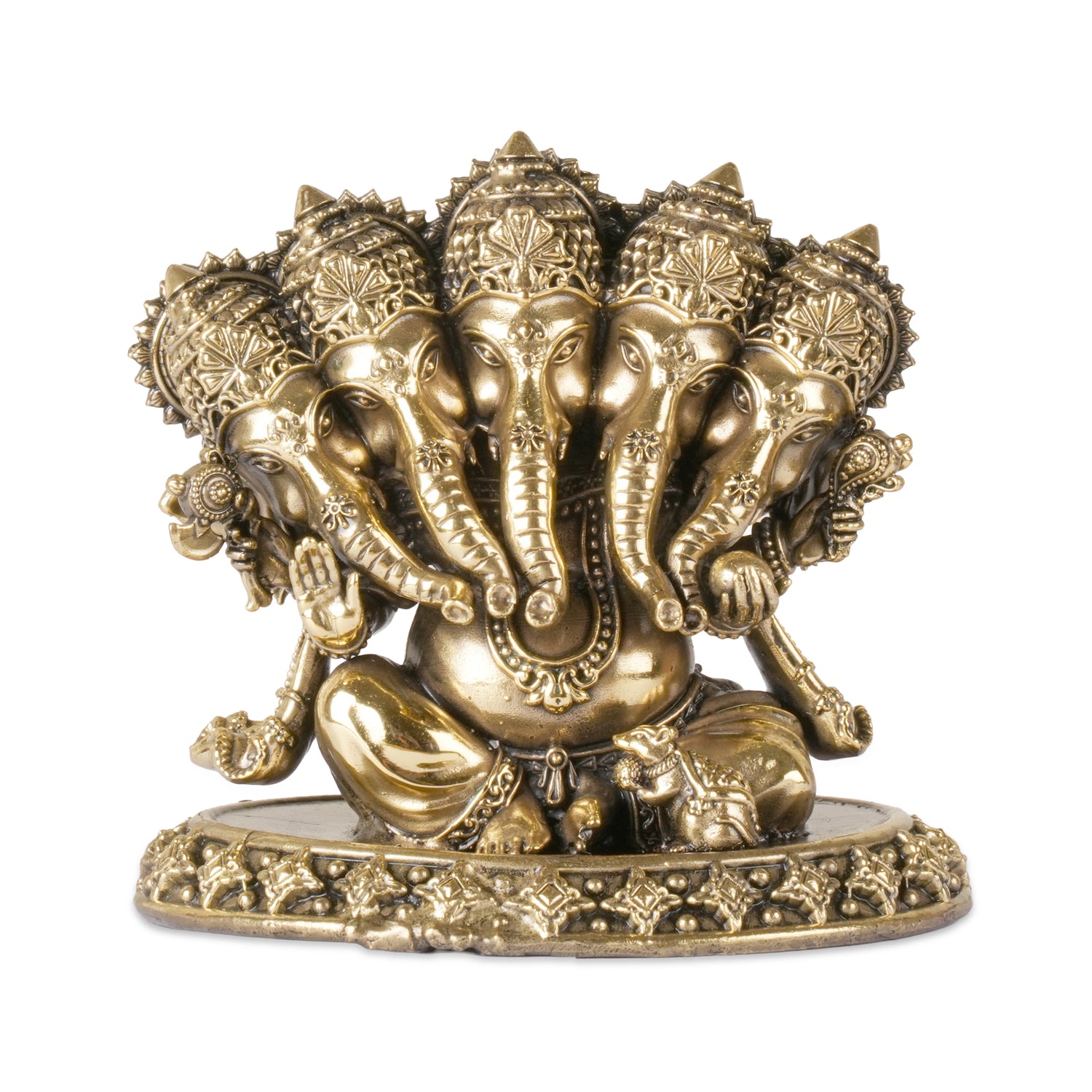 Handcrafted Brass Five-Headed Ganesha Idol | Panchamukhi Ganpati