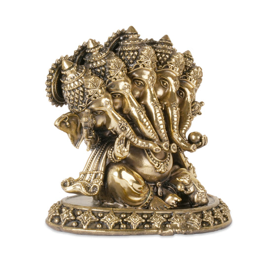 Handcrafted Brass Five-Headed Ganesha Idol | Panchamukhi Ganpati
