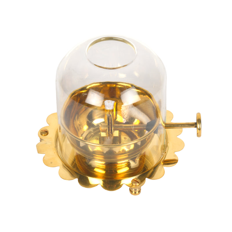 Handcrafted Brass Akhand Diya with Glass Chimney | Windproof Deepak