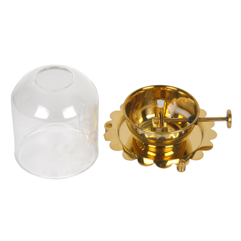 Handcrafted Brass Akhand Diya with Glass Chimney | Windproof Deepak