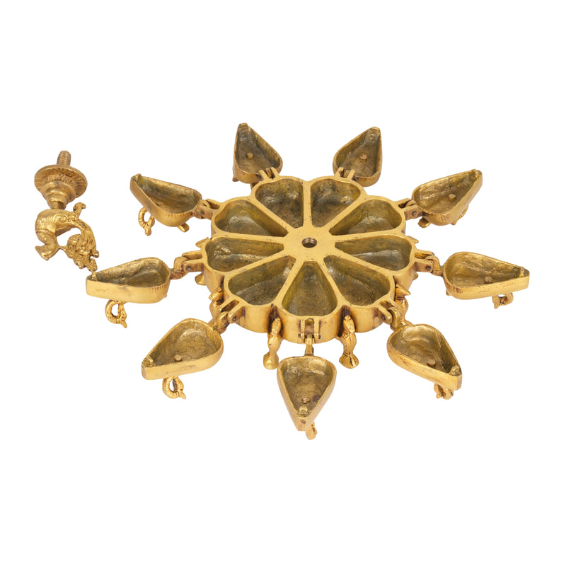 Antique Brass Indian Kankavati | Multi-Compartment Ritual Kumkum Box