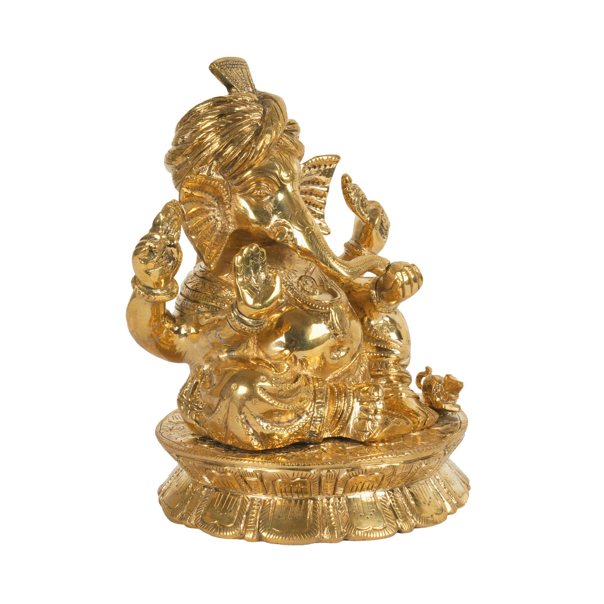 Handcrafted Brass Pagdi Ganesha Idol | Royal Turban Vinayaka Statue