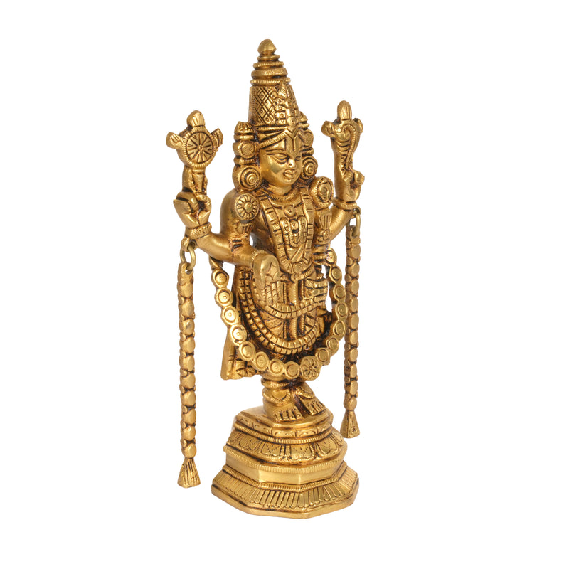 Handcrafted Brass Lord Balaji Tirupati Statue | Venkateswara Mandir Idol