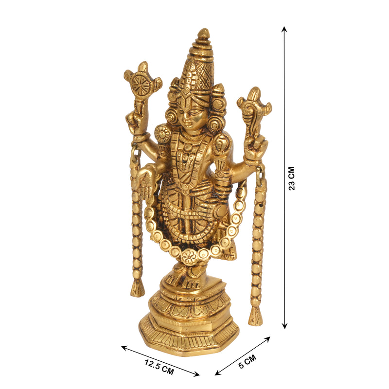 Handcrafted Brass Lord Balaji Tirupati Statue | Venkateswara Mandir Idol