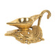 Traditional Brass Handheld Aarti Diya (Oil Lamp) with Peacock Handle