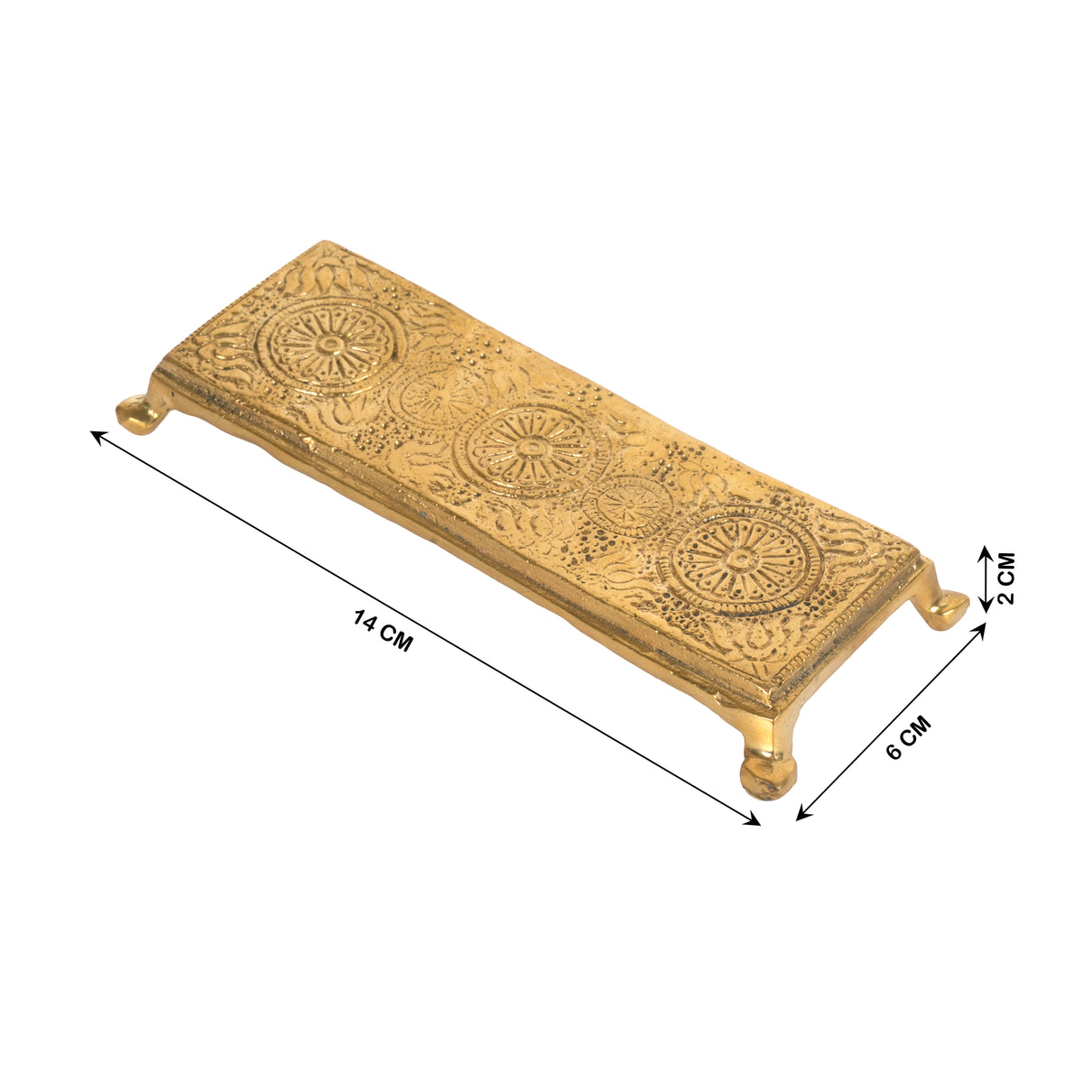 Handcrafted Brass Pooja Chowki | Engraved Rectangular Altar Asan Platform