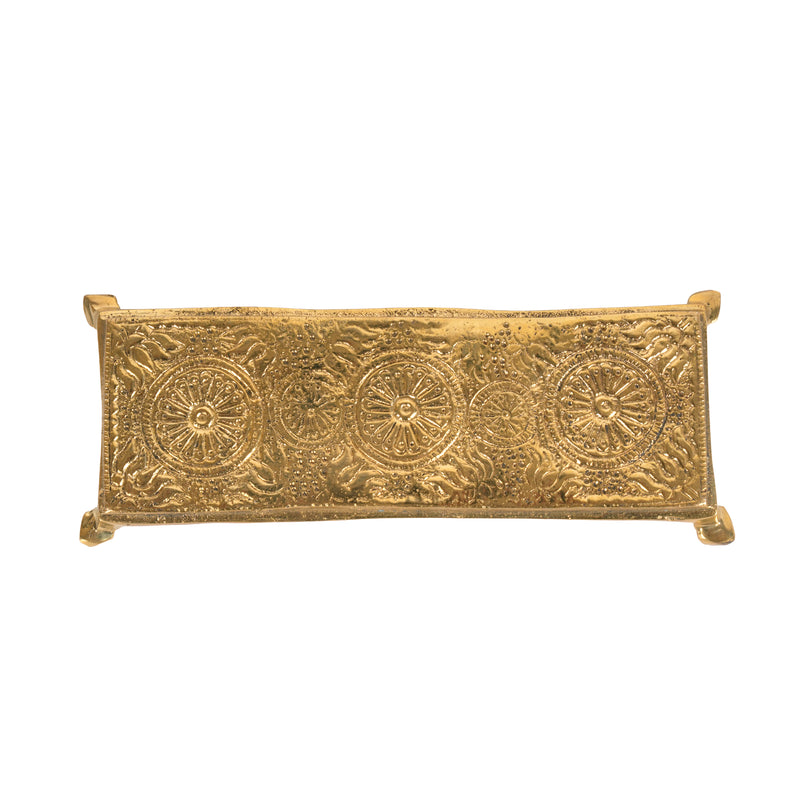 Handcrafted Brass Pooja Chowki | Engraved Rectangular Altar Asan Platform
