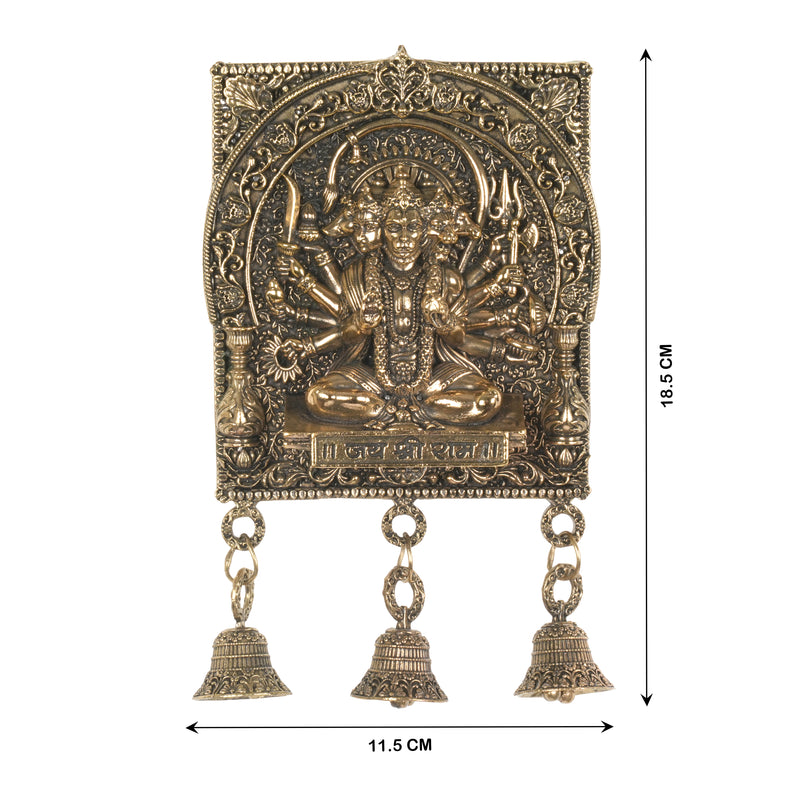 Antique Finish Panchmukhi Hanuman Wall Hanging with Bells