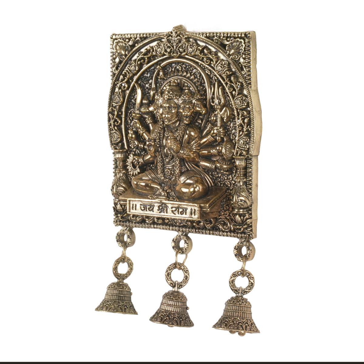 Antique Finish Panchmukhi Hanuman Wall Hanging with Bells