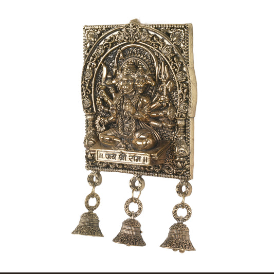 Antique Finish Panchmukhi Hanuman Wall Hanging with Bells