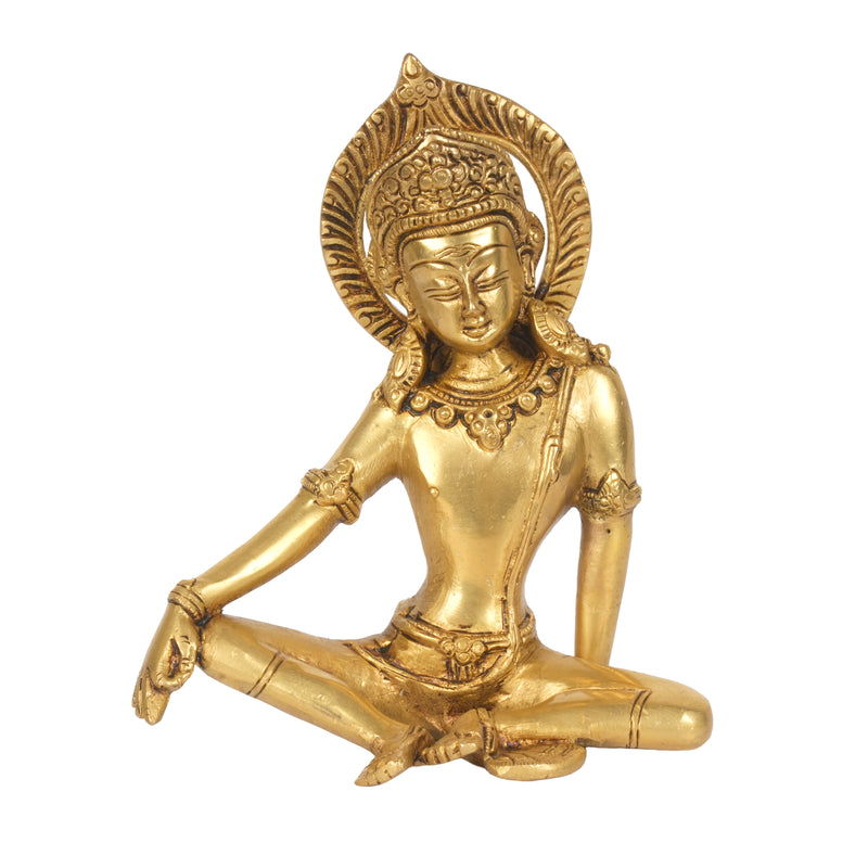 Handcrafted Brass Avalokiteshvara Bodhisattva Statue | Seated Compassion Idol