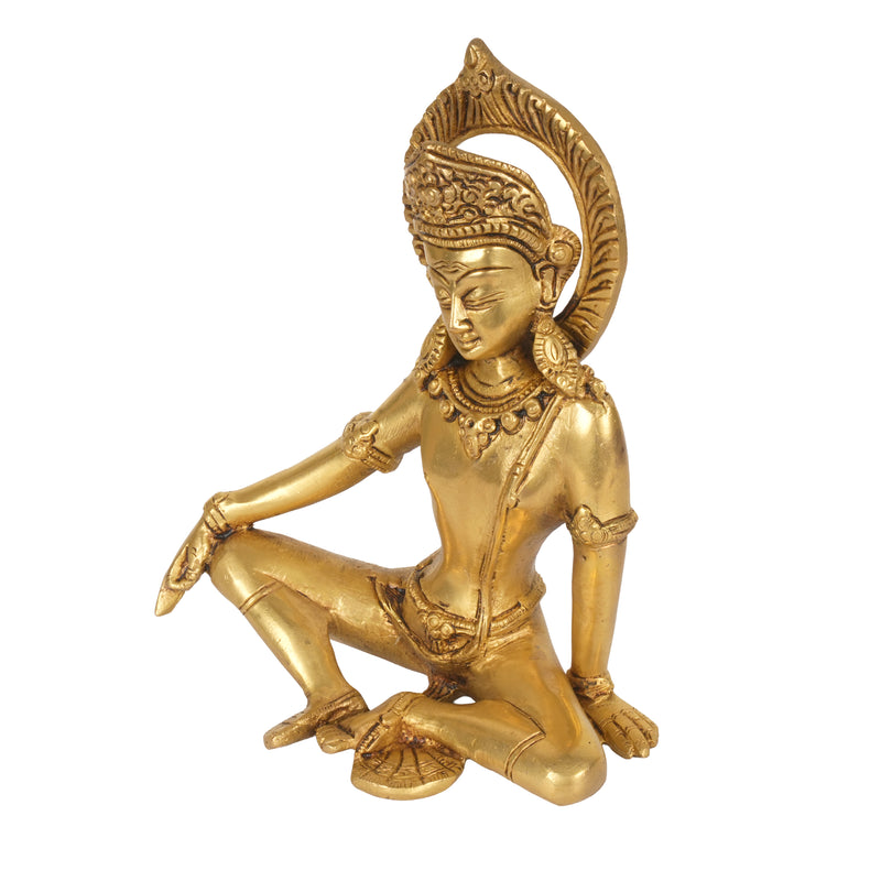 Handcrafted Brass Avalokiteshvara Bodhisattva Statue | Seated Compassion Idol