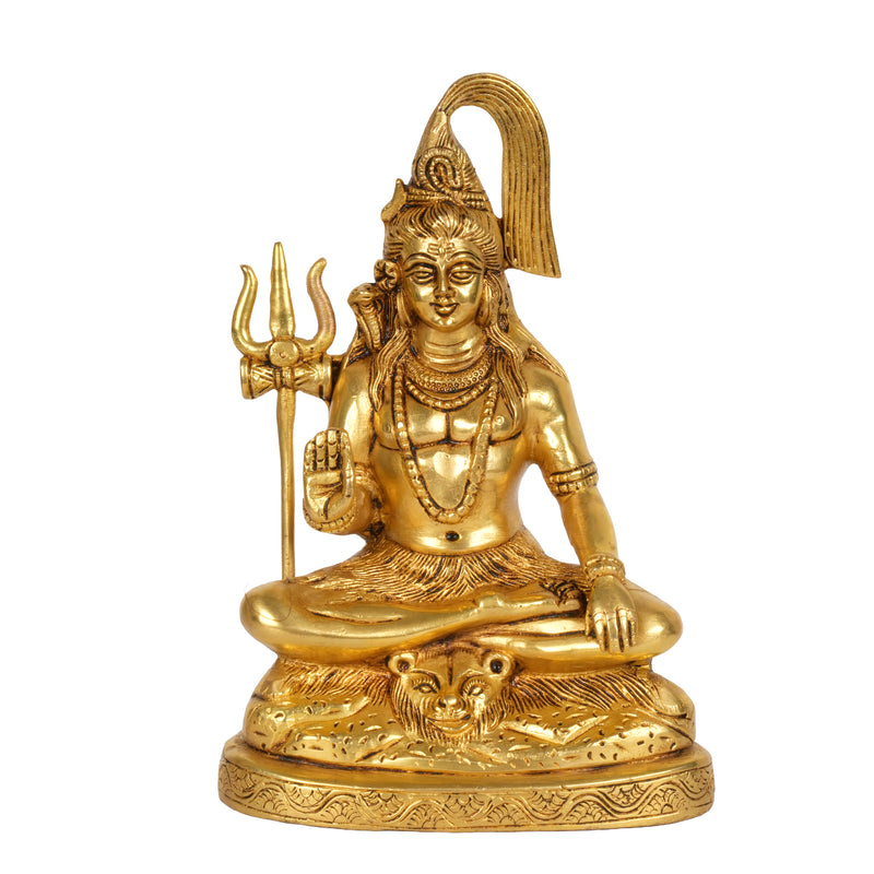Handcrafted Brass Lord Shiva Statue | Meditating Mahadev Trishul Idol