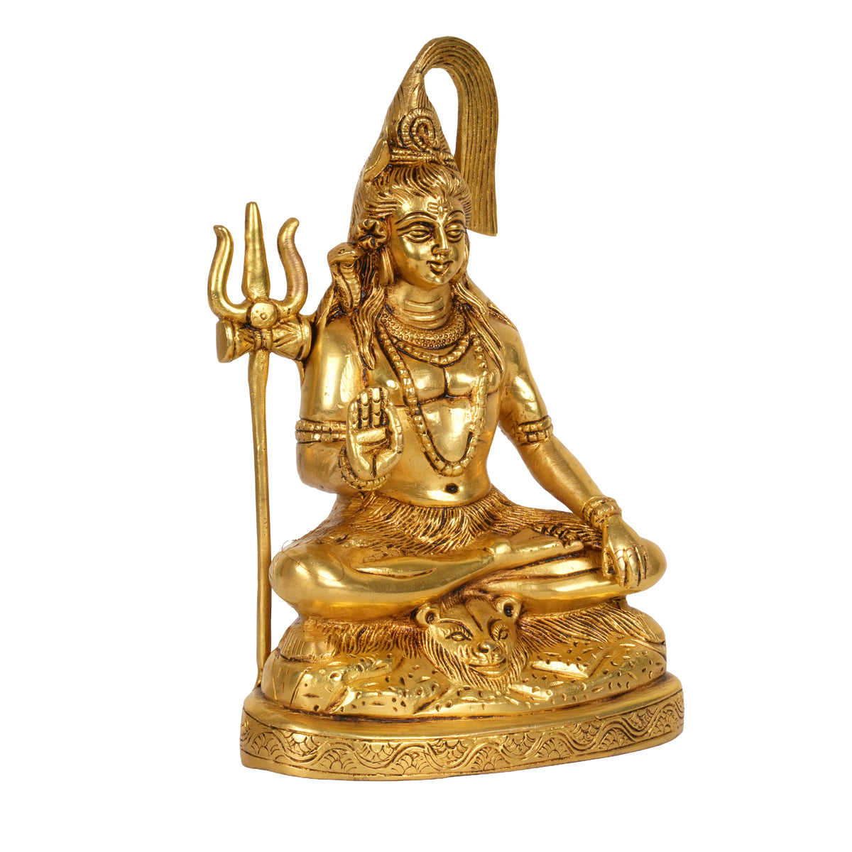 Handcrafted Brass Lord Shiva Statue | Meditating Mahadev Trishul Idol