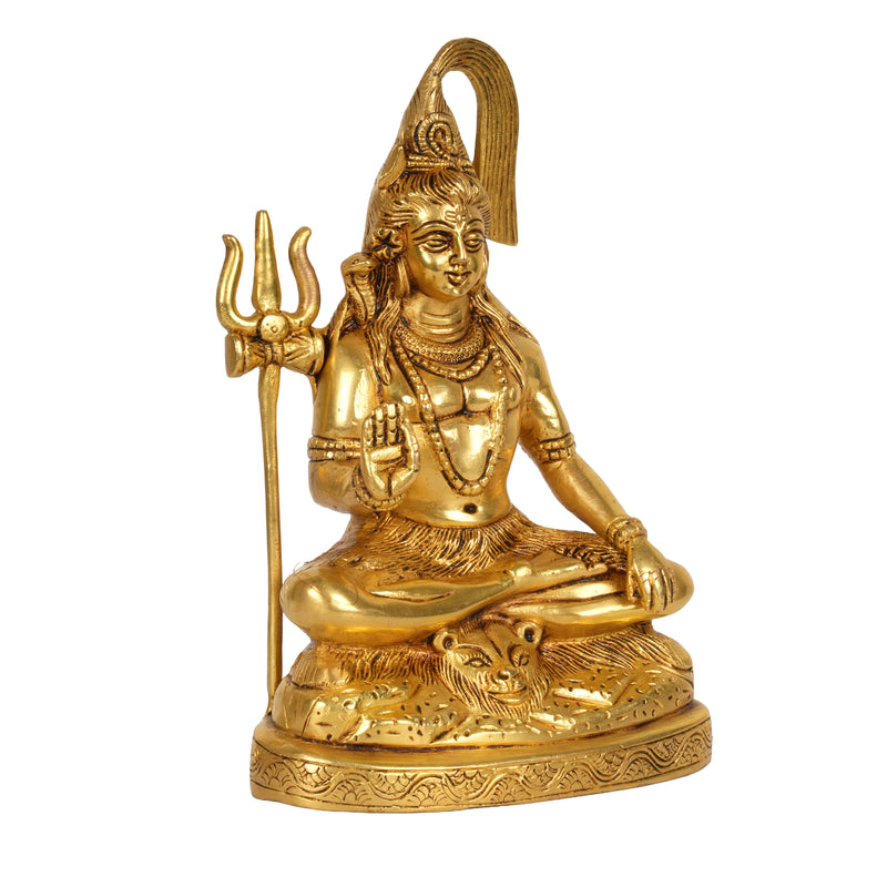 Handcrafted Brass Lord Shiva Statue | Meditating Mahadev Trishul Idol