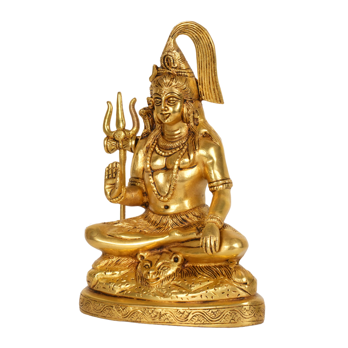 Handcrafted Brass Lord Shiva Statue | Meditating Mahadev Trishul Idol