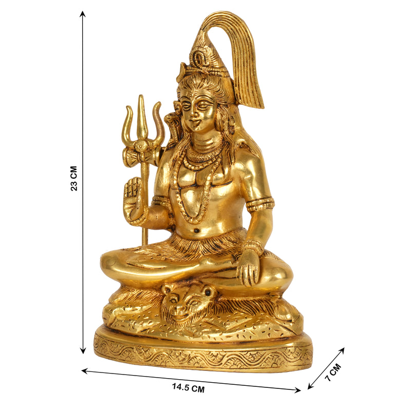 Handcrafted Brass Lord Shiva Statue | Meditating Mahadev Trishul Idol
