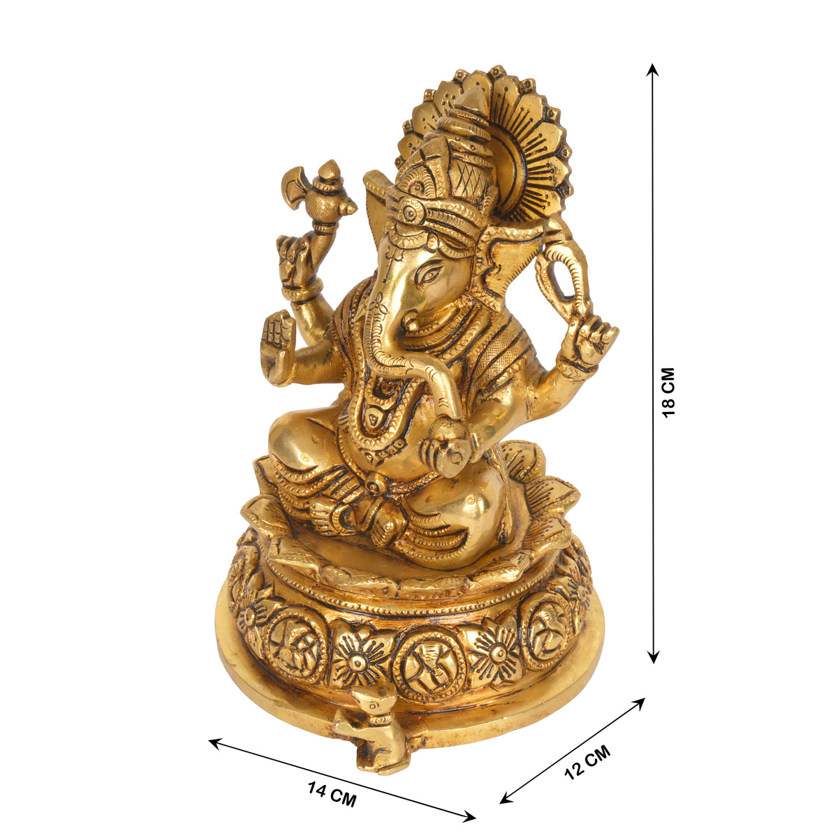 Handcrafted Brass Lord Ganesha Statue | Ornate Lotus Pedestal Puja Murti