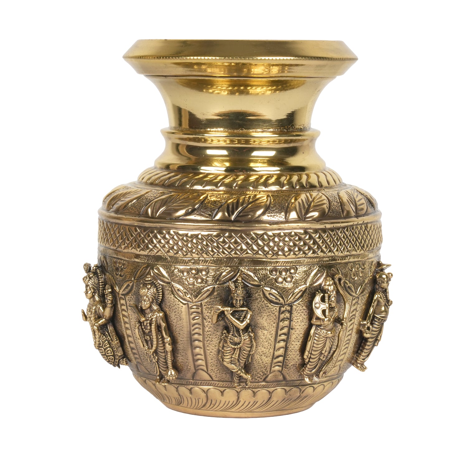 Handcrafted Brass Dashavatar Kalash | Vishnu Ten Avatars Sacred Urn