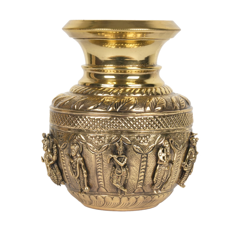 Handcrafted Brass Dashavatar Kalash | Vishnu Ten Avatars Sacred Urn
