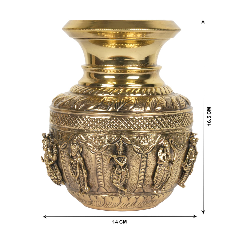 Handcrafted Brass Dashavatar Kalash | Vishnu Ten Avatars Sacred Urn