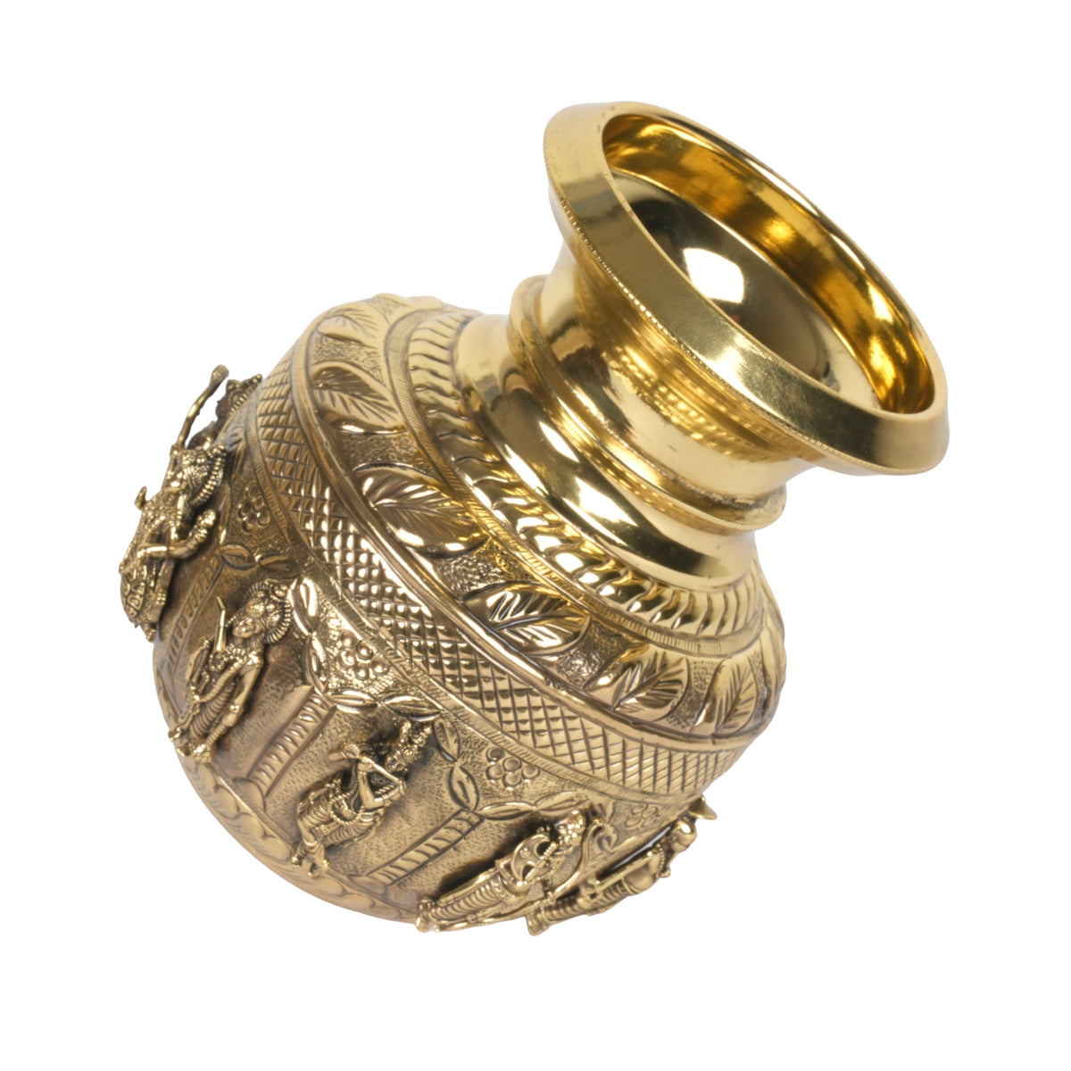Handcrafted Brass Dashavatar Kalash | Vishnu Ten Avatars Sacred Urn