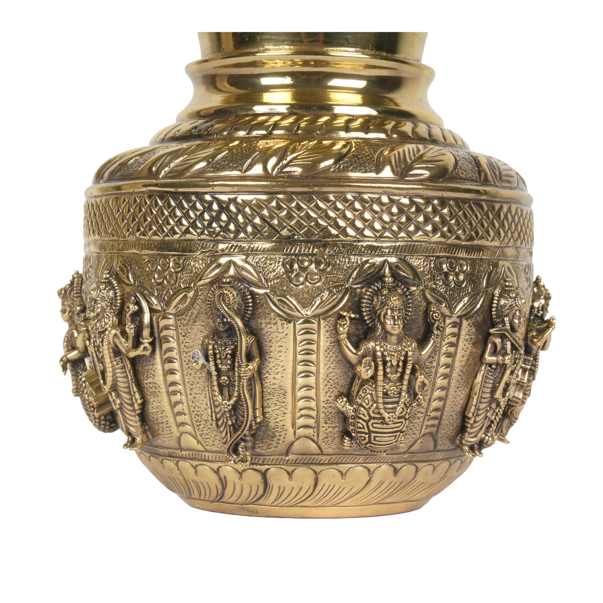 Handcrafted Brass Dashavatar Kalash | Vishnu Ten Avatars Sacred Urn