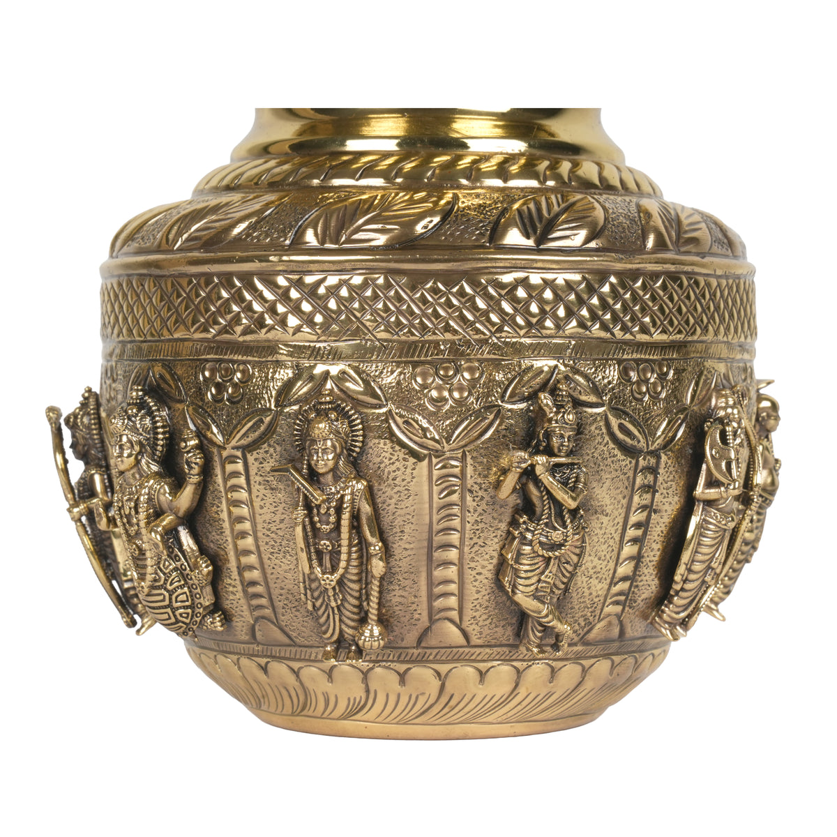 Handcrafted Brass Dashavatar Kalash | Vishnu Ten Avatars Sacred Urn