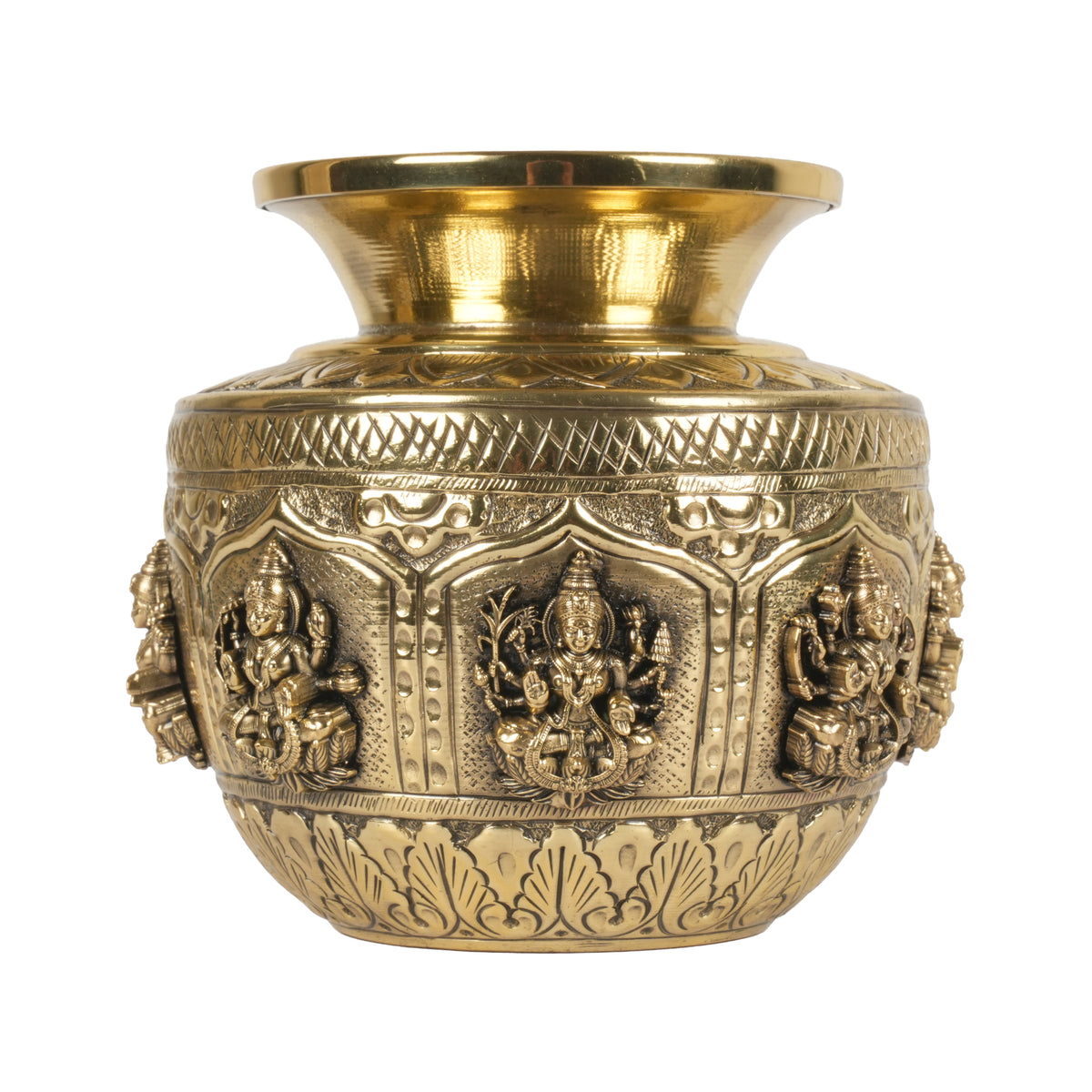 Handcrafted Brass Ashta Lakshmi Kalash | Eight Forms of Lakshmi Sacred Urn